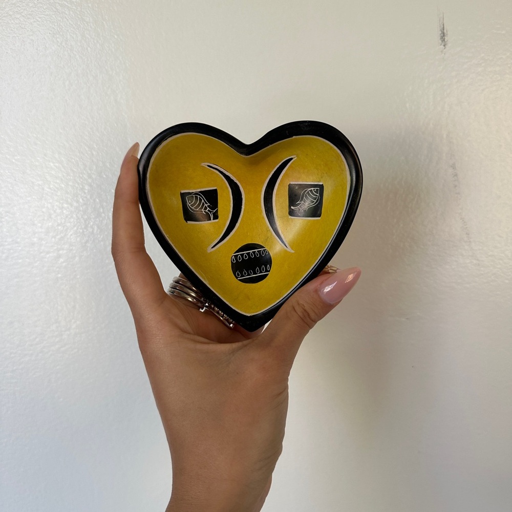 Heart-Shaped Yellow Trinket Dish